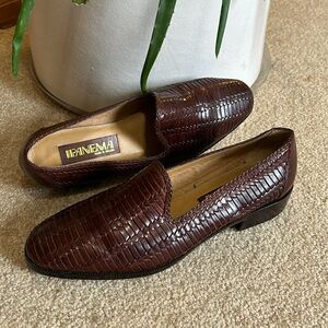 Vintage Ipanema Slip On Leather Woven Loafer Flat
